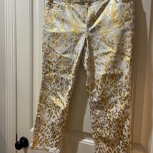 Chico's Gold and White Patterned Denim